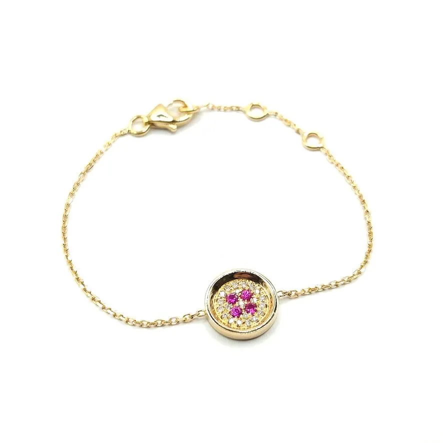 Bracelet or jaune diamants et saphirs roses signé Ely Bela sold by 58 Facettes product image thumbnail 3