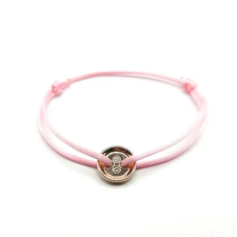 Bracelet or rose, diamants sur cordon signé Ely Bela sold by 58 Facettes
