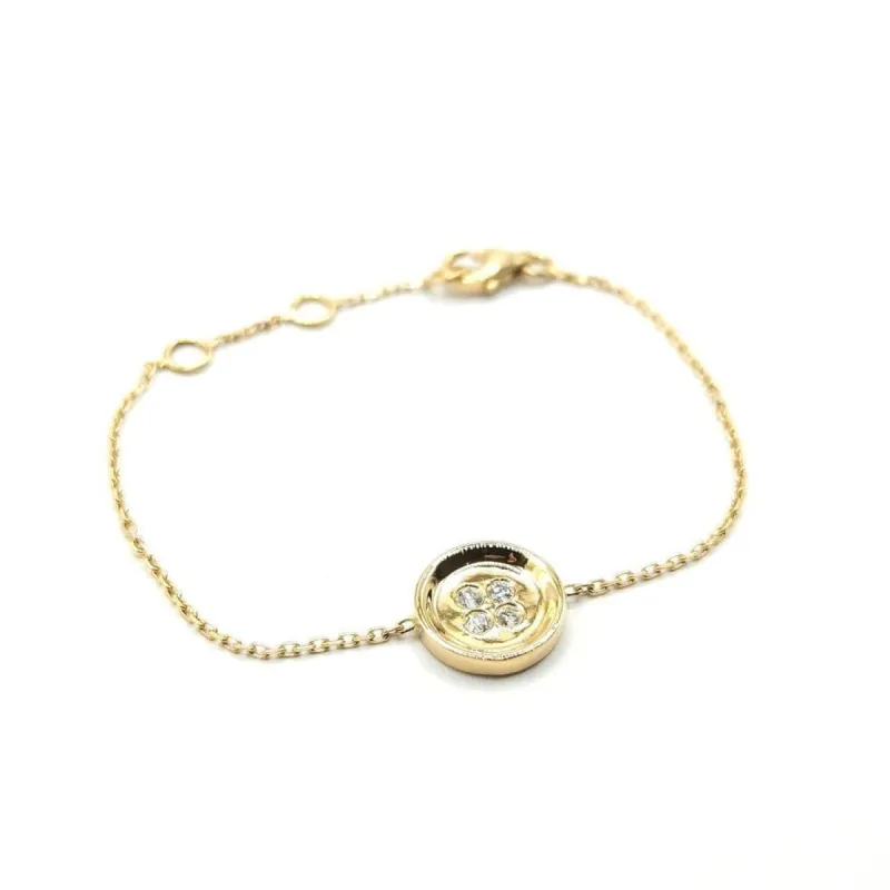 Bracelet or jaune serti de diamants signé Ely Bela sold by 58 Facettes