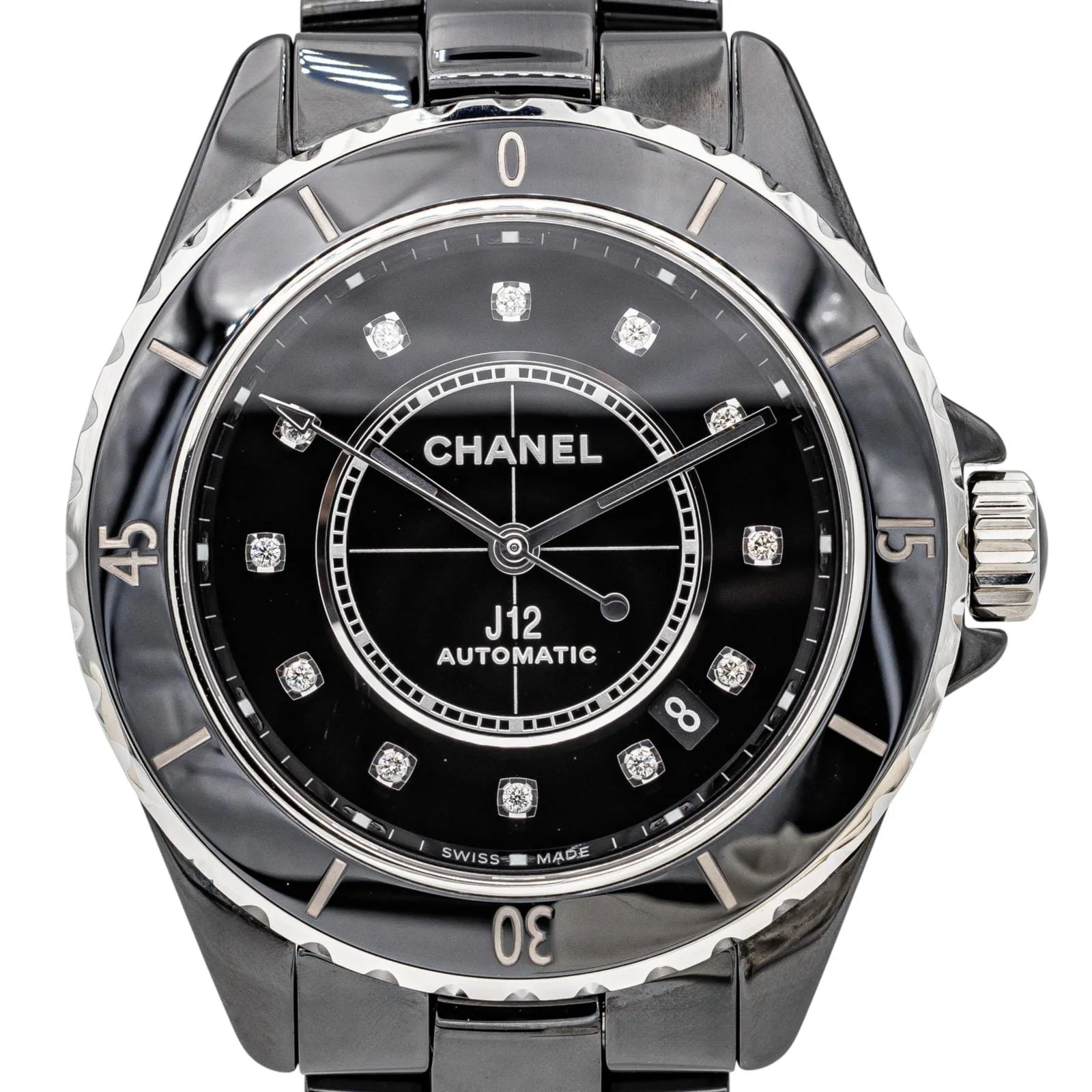 Chanel J12 - Montre en céramique noire à index diamants sold by 58 Facettes product image thumbnail 4