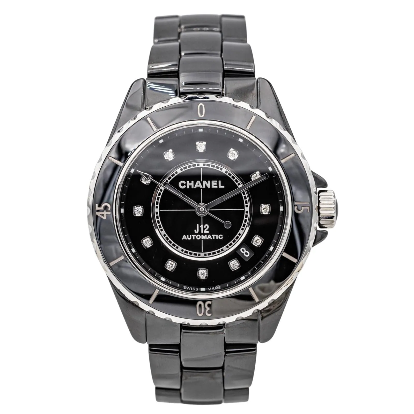 Chanel J12 - Montre en céramique noire à index diamants sold by 58 Facettes