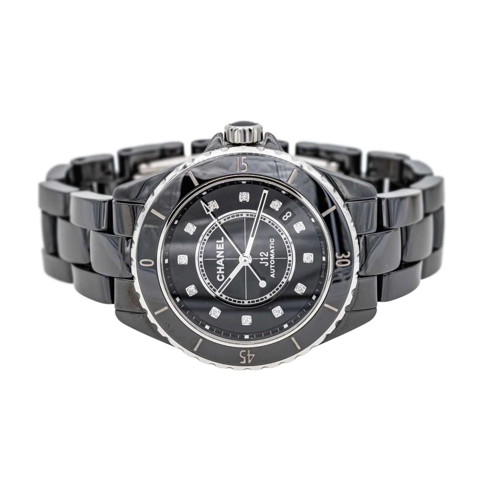 Chanel J12 - Montre en céramique noire à index diamants sold by 58 Facettes product image thumbnail 3