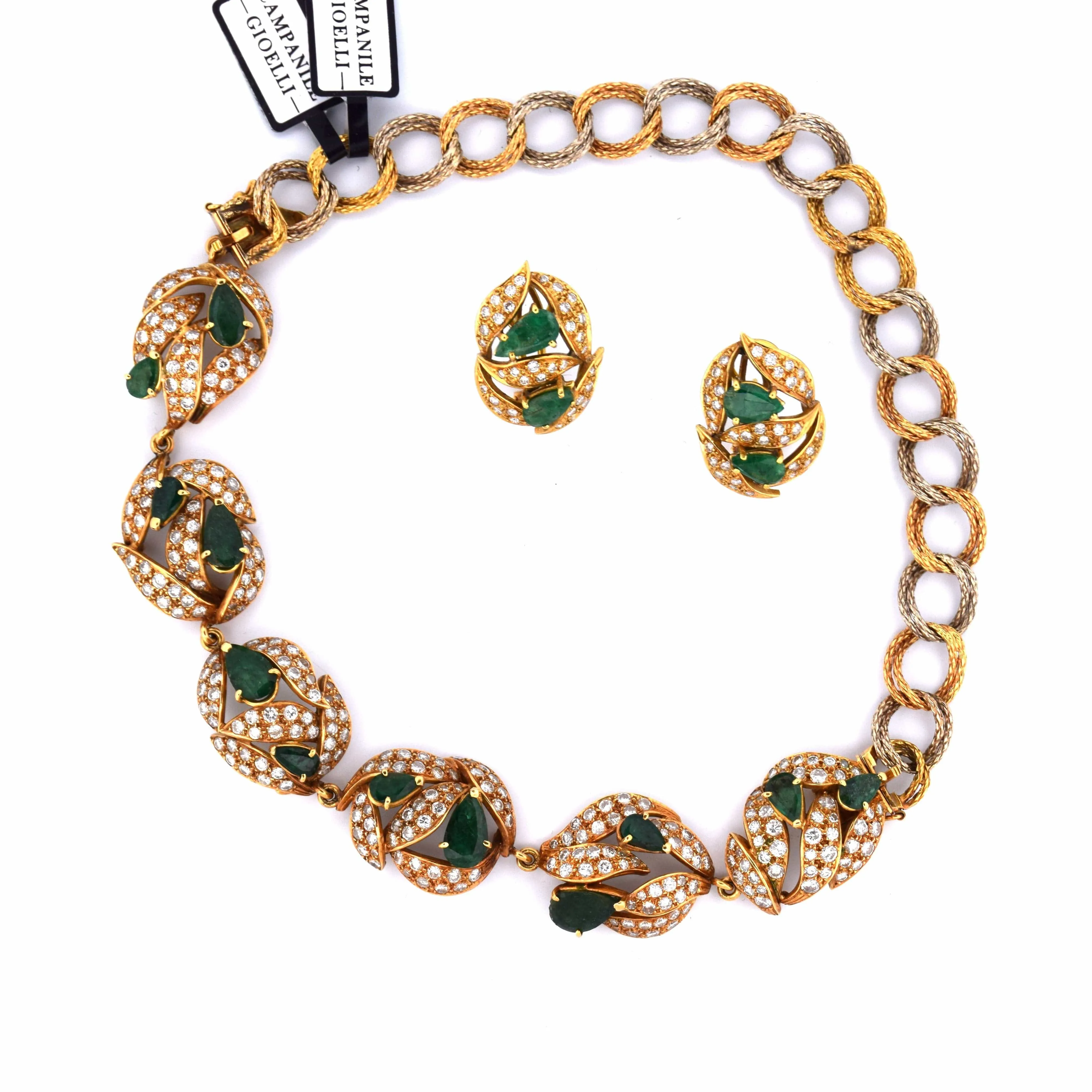 Ensemble collier et boucles d’oreilles émeraudes et diamants sold by 58 Facettes product image thumbnail 2