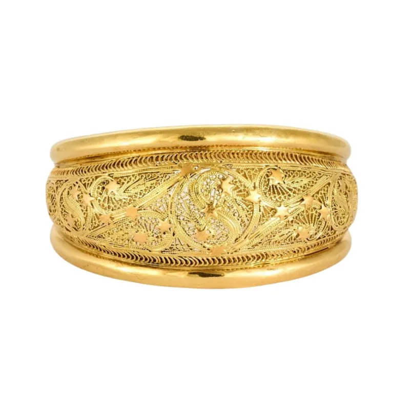 Bracelet jonc, or jaune filigrané sold by 58 Facettes