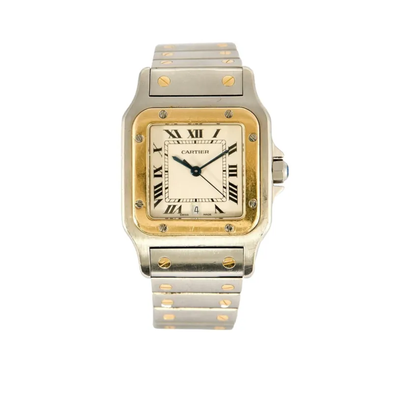 CARTIER-  Montre Santos Galbée, acier et or jaune, Mouvement Quartz sold by 58 Facettes