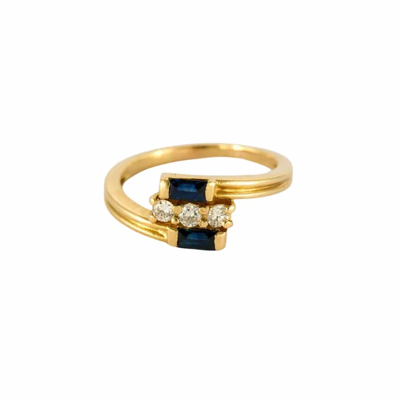 Bague saphirs et diamants brillants or jaune sold by 58 Facettes