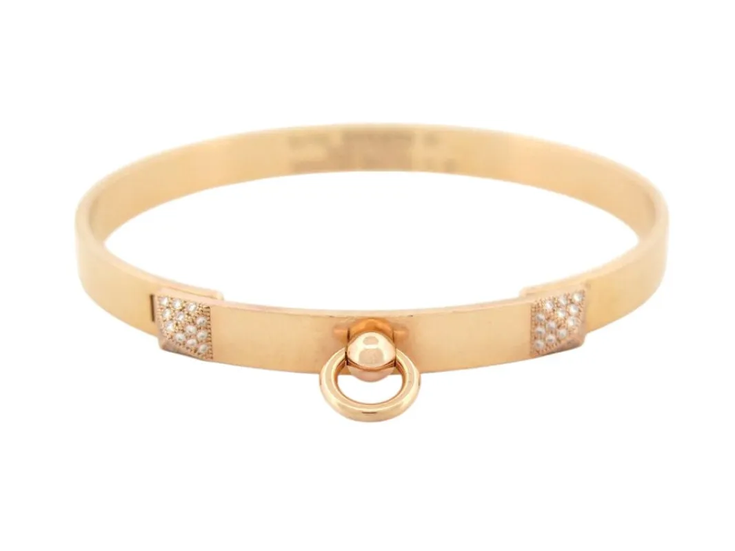 bracelet HERMES collier de chien medor pm en or rose 18k 25gr 48 diamants 0.24ct sold by 58 Facettes