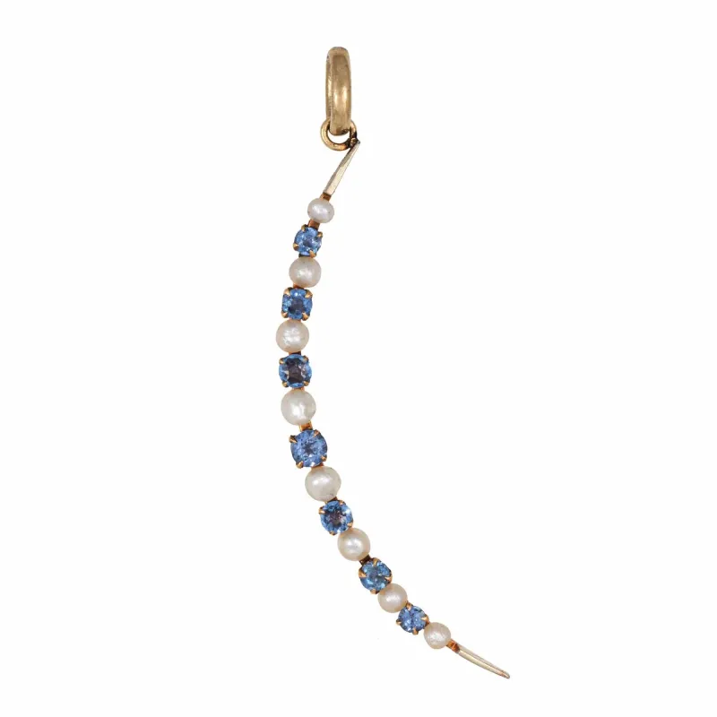 Pendentif croissant de lune victorien antique avec perle de saphir sold by 58 Facettes