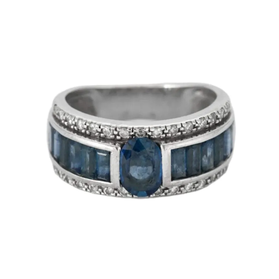 Bague bandeau or blanc et saphir sold by 58 Facettes