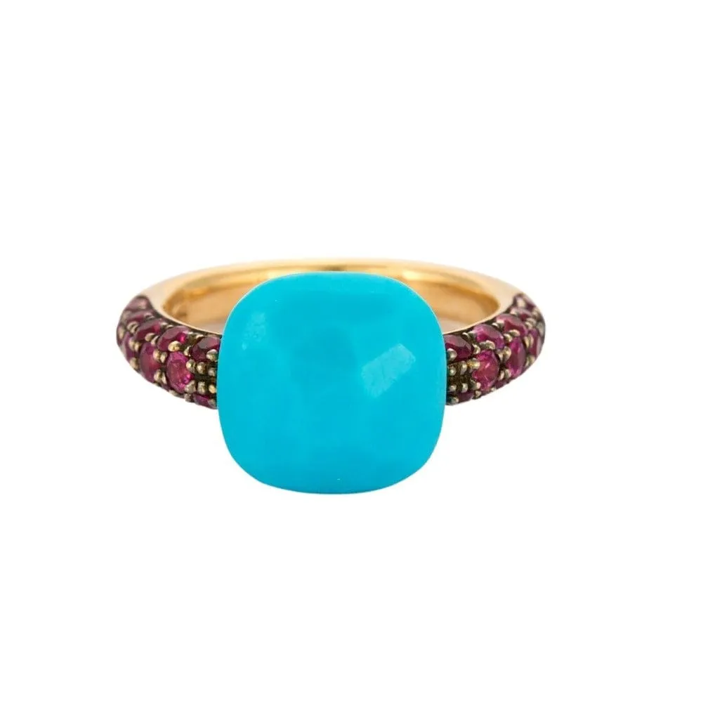 POMELLATO - Capri - Bague or rose, turquoise et rubis sold by 58 Facettes