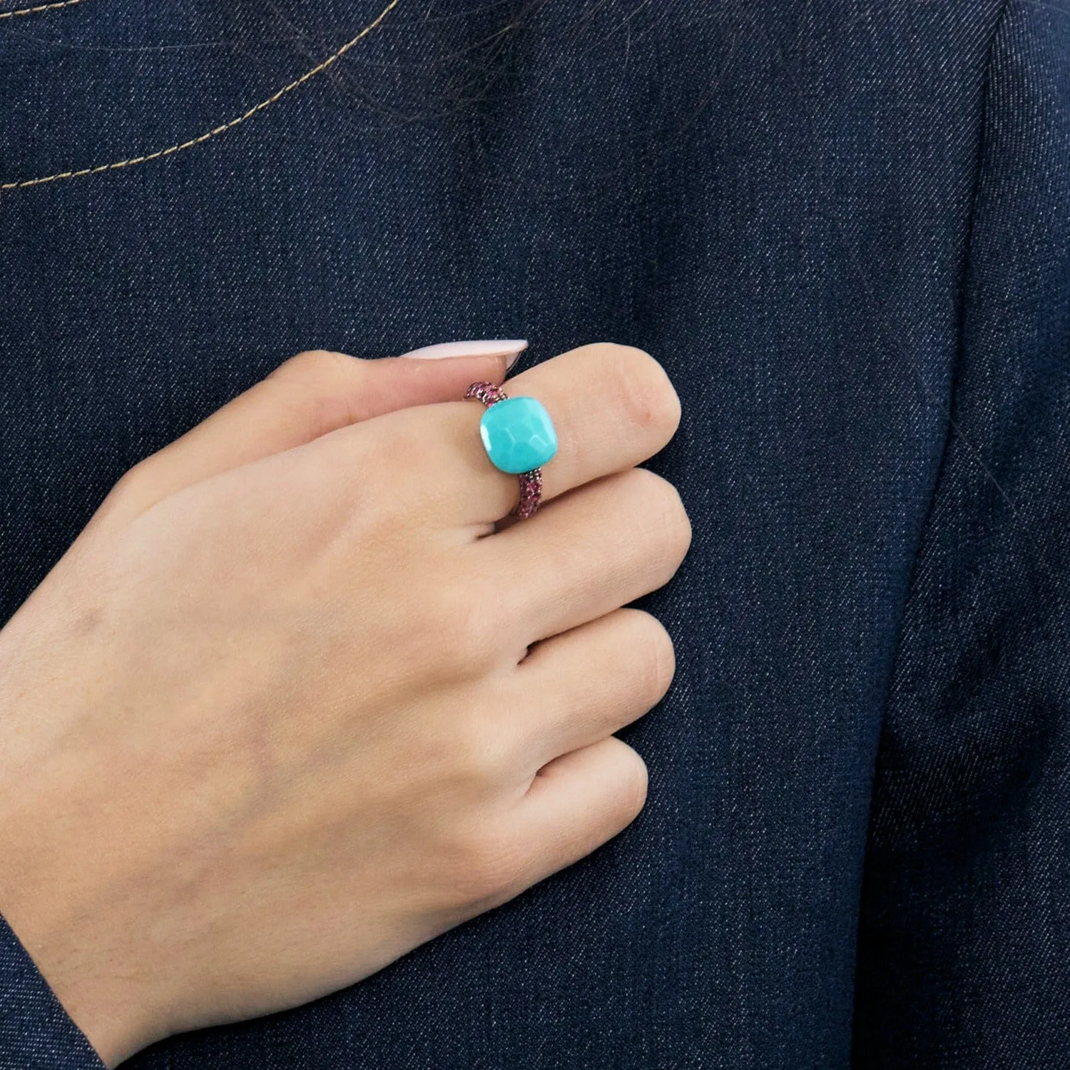 POMELLATO - Capri - Bague or rose, turquoise et rubis sold by 58 Facettes product image thumbnail 2