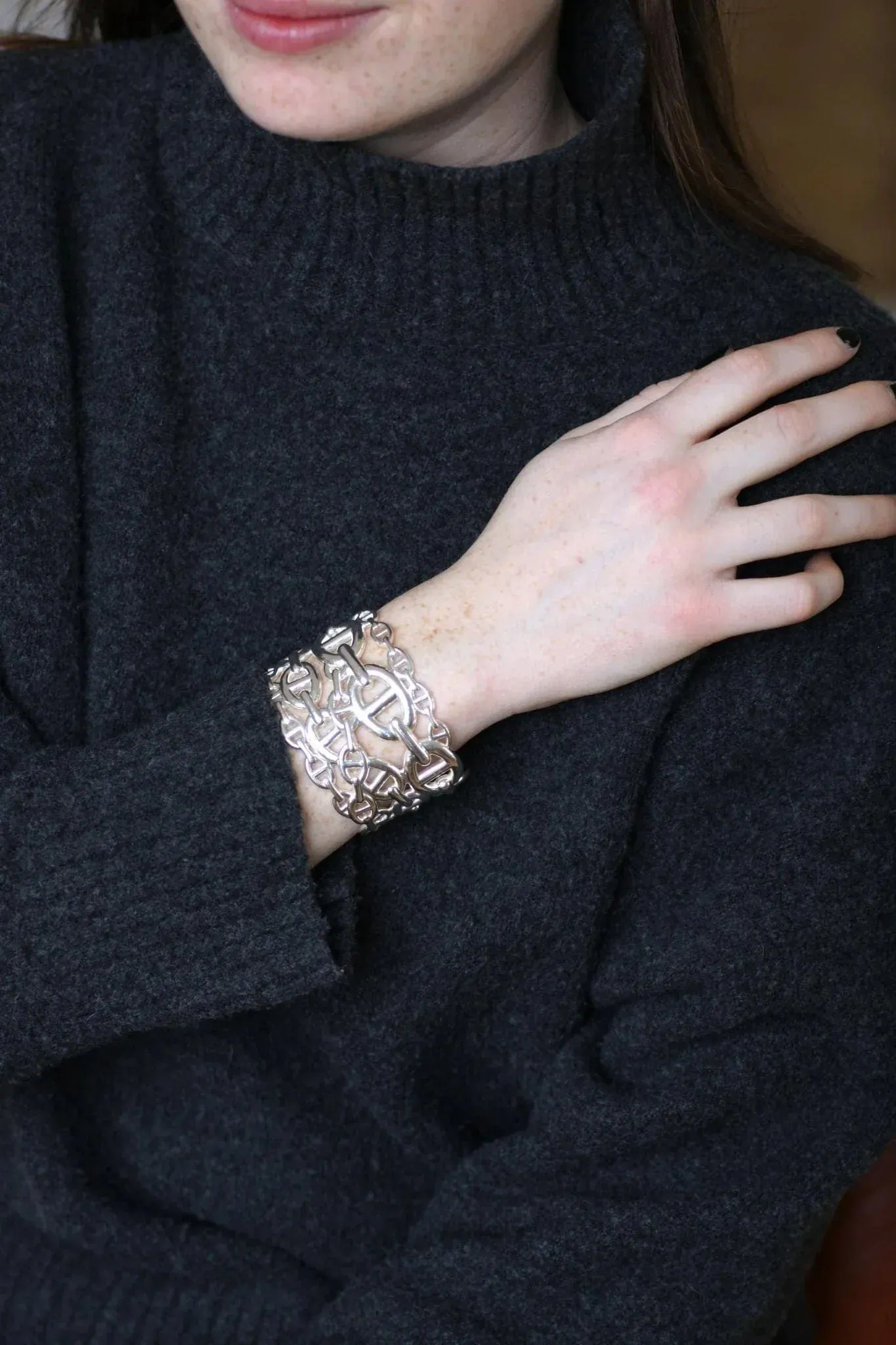 Bracelet Manchette Hermès Chaîne d'Ancre Enchaînée Argent sold by 58 Facettes product image thumbnail 2