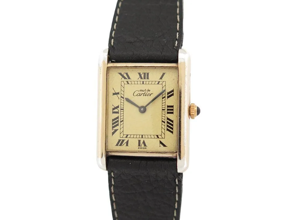 vintage montre must de CARTIER tank 30 mm mecanique vermeil dore en sold by 58 Facettes product image thumbnail 2
