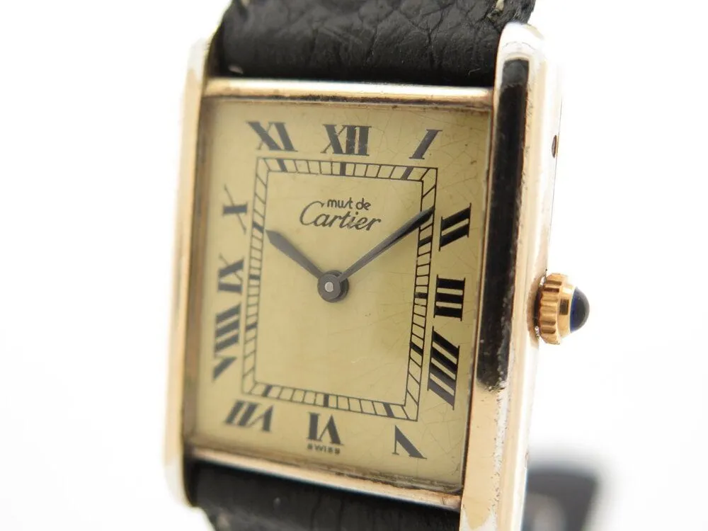 vintage montre must de CARTIER tank 30 mm mecanique vermeil dore en sold by 58 Facettes product image thumbnail 3