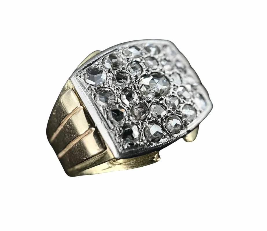 Bague modèle Tank d'époque 1940/50 deux ors diamants sold by 58 Facettes