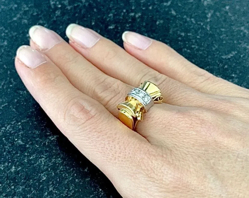 Bague modèle Tank d'époque 1940/50 deux ors diamants sold by 58 Facettes product image thumbnail 2