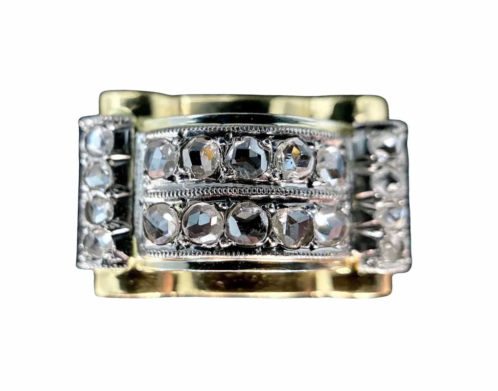 Bague Tank d'époque 1940/50 deux ors diamants sold by 58 Facettes
