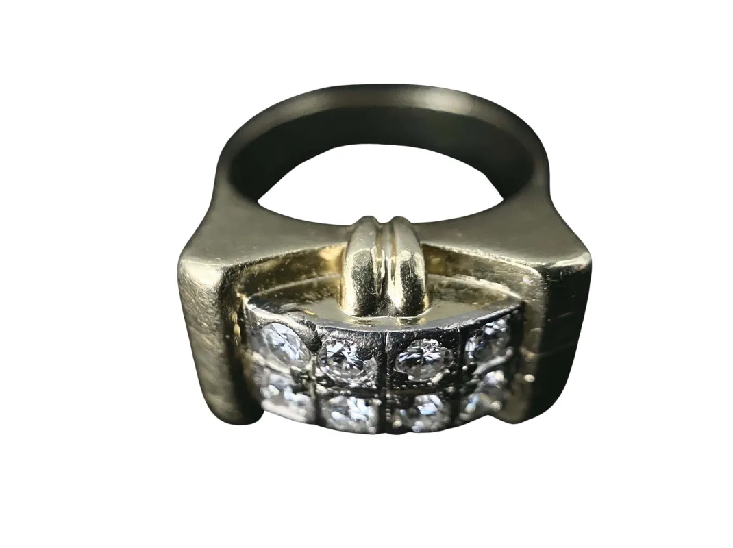 Bague modèle Tank d'époque 1940/50 or bicolore diamants sold by 58 Facettes