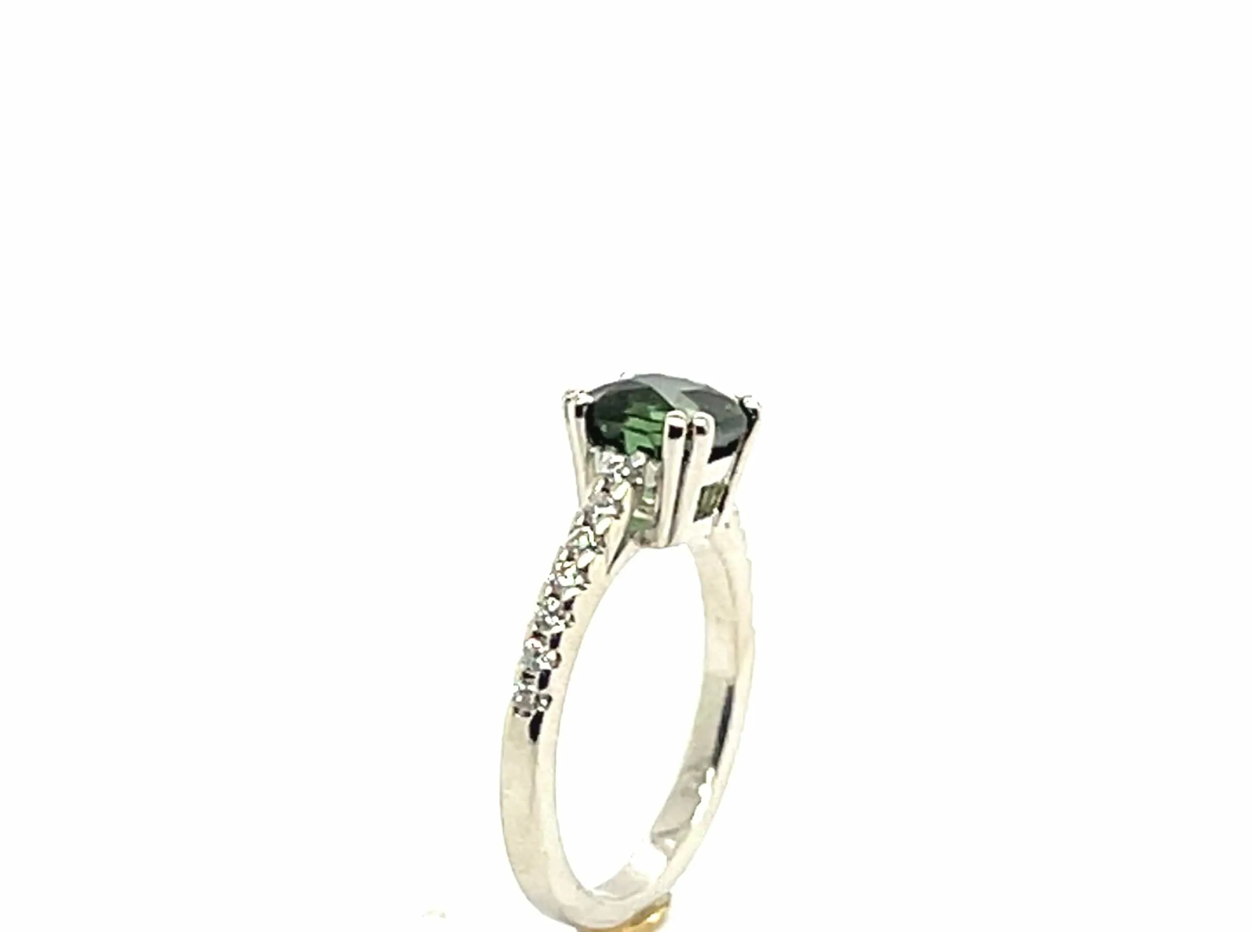 Bague Or Blanc 18 Carats Tourmaline Taille Coussin et Diamants sold by 58 Facettes product image thumbnail 5