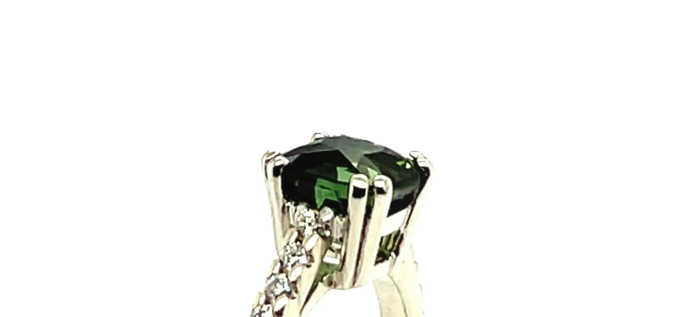Bague Or Blanc 18 Carats Tourmaline Taille Coussin et Diamants sold by 58 Facettes product image thumbnail 3