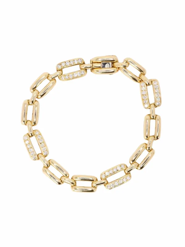 Bracelet vintage maille rectangle or jaune diamants sold by 58 Facettes