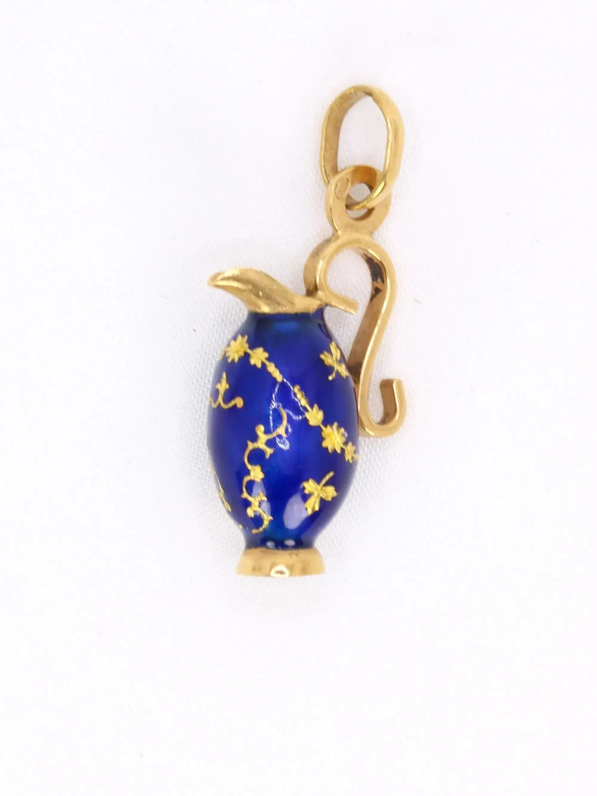 Pendentif charms vintage pichet or jaune émail bleu sold by 58 Facettes product image thumbnail 3