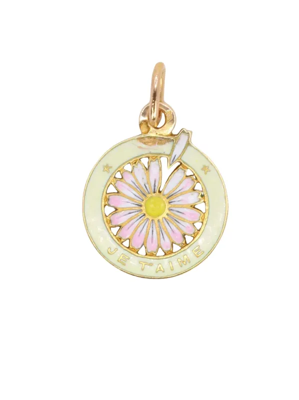 Medaille vintage Je t’aime or jaune émail sold by 58 Facettes