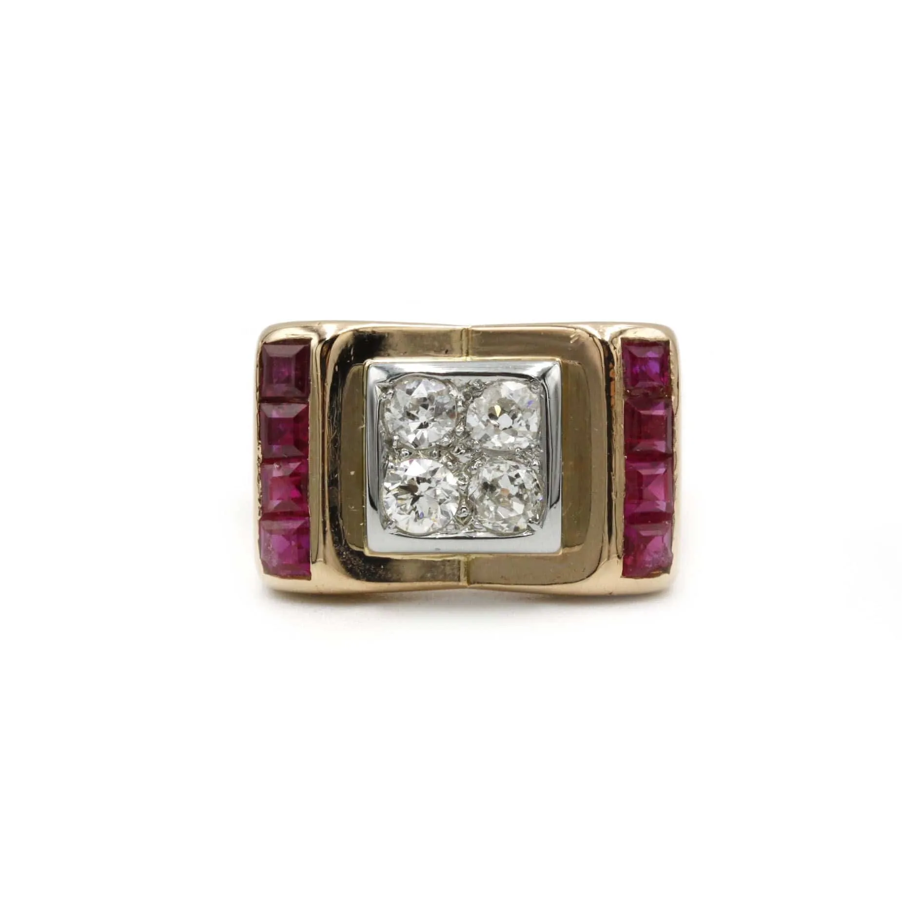 Bague TANK - Or jaune diamants et rubis sold by 58 Facettes product image thumbnail 3