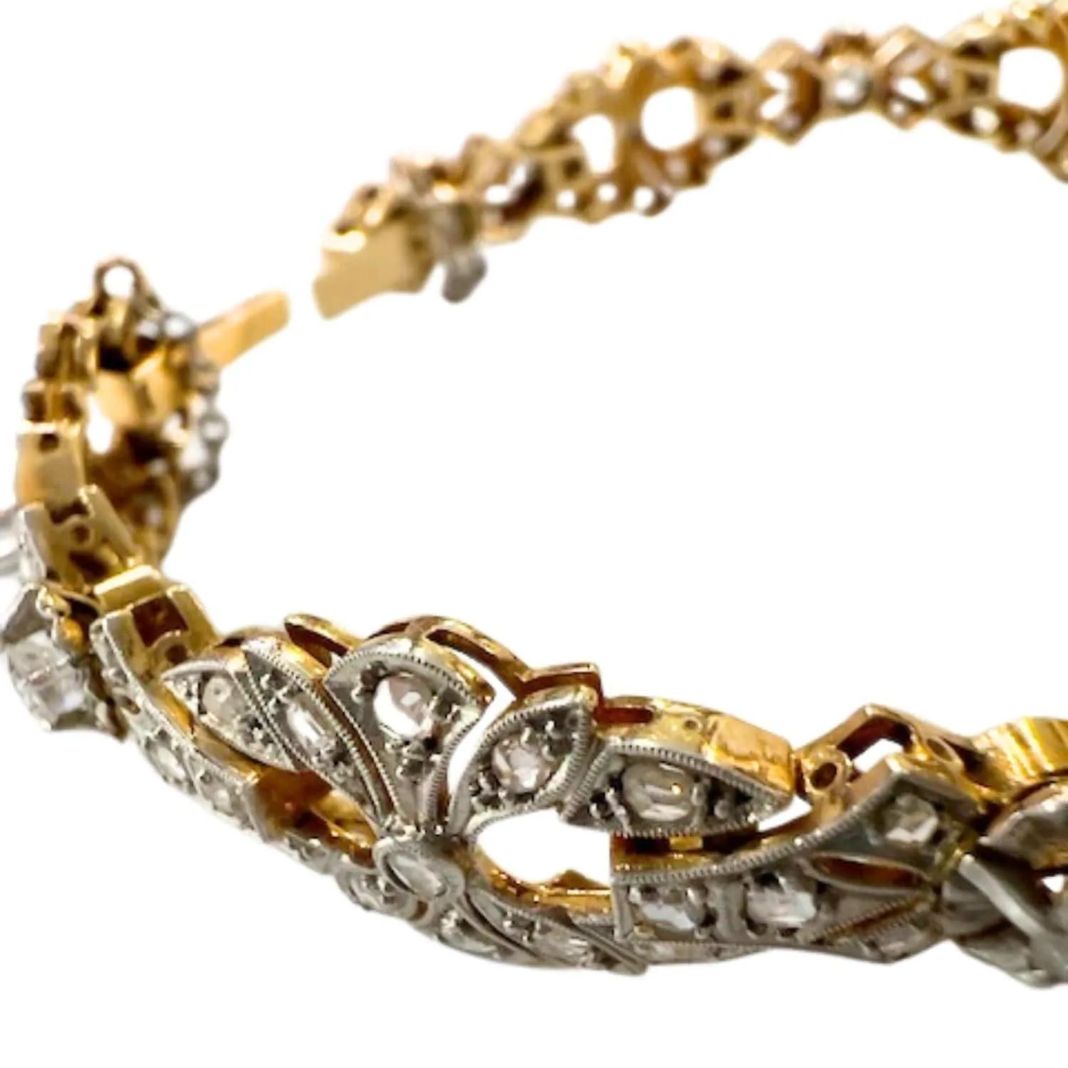 Bracelet design Art Déco en or jaune et platine avec diamants sold by 58 Facettes product image thumbnail 3