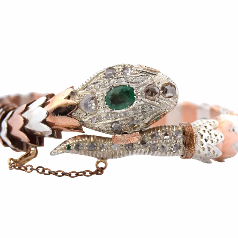 Bracelet ancien en diamants et émeraude sold by 58 Facettes