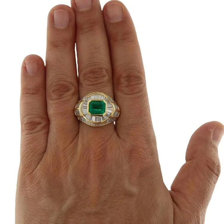 Bague en or jaune, émeraude et diamants sold by 58 Facettes product image thumbnail 2