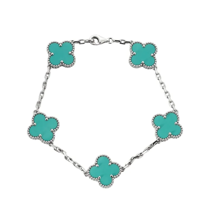 VAN CLEEF & ARPELS - Vintage Alhambra - Rare Bracelet Or Blanc et Turquoise sold by 58 Facettes