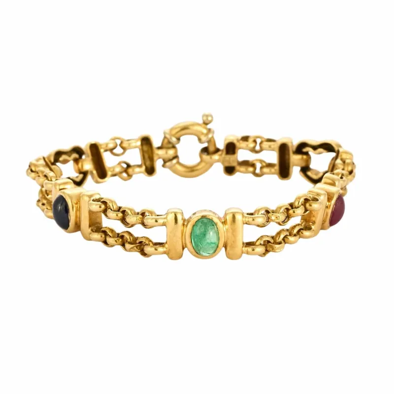 Bracelet or jaune, saphir, rubis, émeraude sold by 58 Facettes