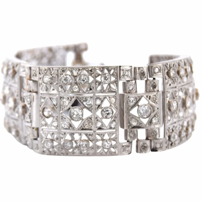 Bracelet Art Déco en platine et diamants made by 58 Facettes
