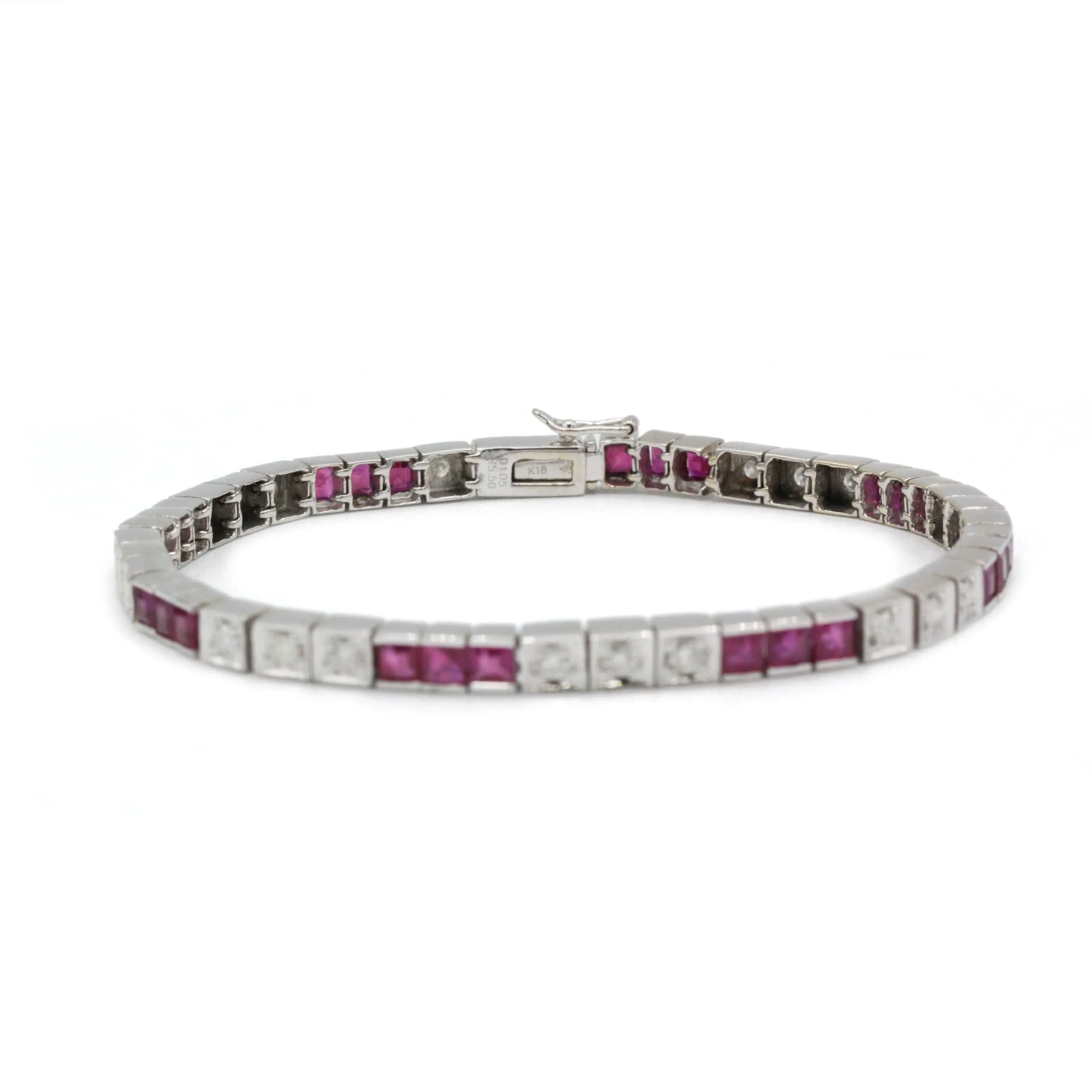 Bracelet en or blanc 750‰ avec diamants et rubis sold by 58 Facettes product image thumbnail 3