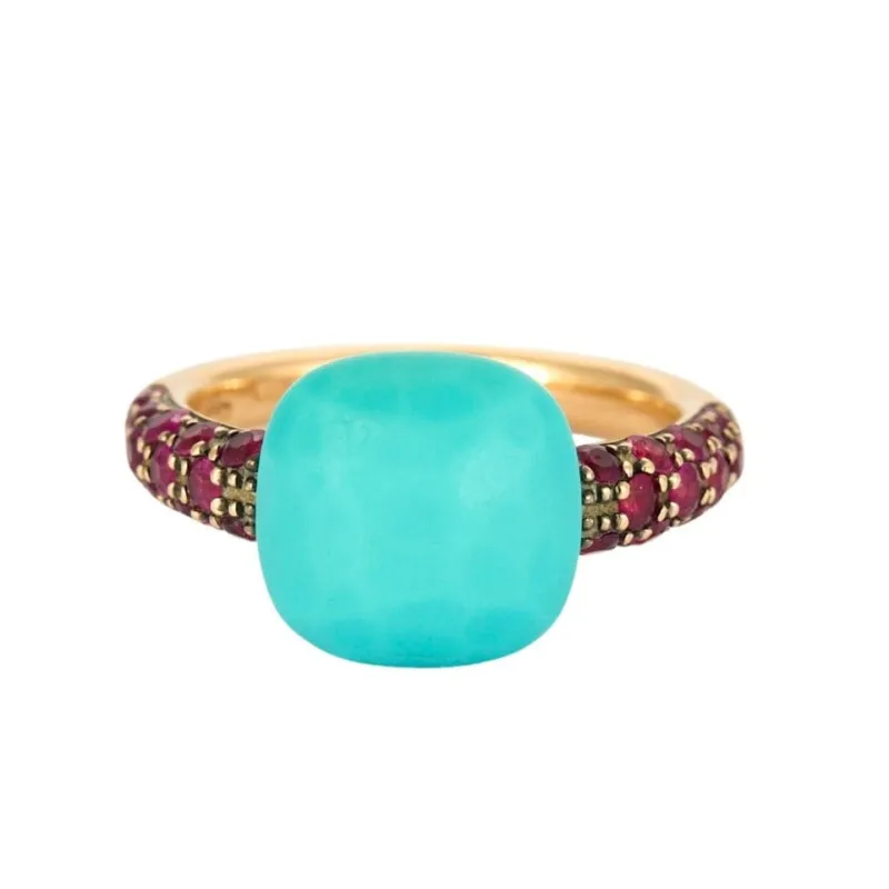 POMELLATO - Capri - Bague or rose, rubis et turquoise sold by 58 Facettes