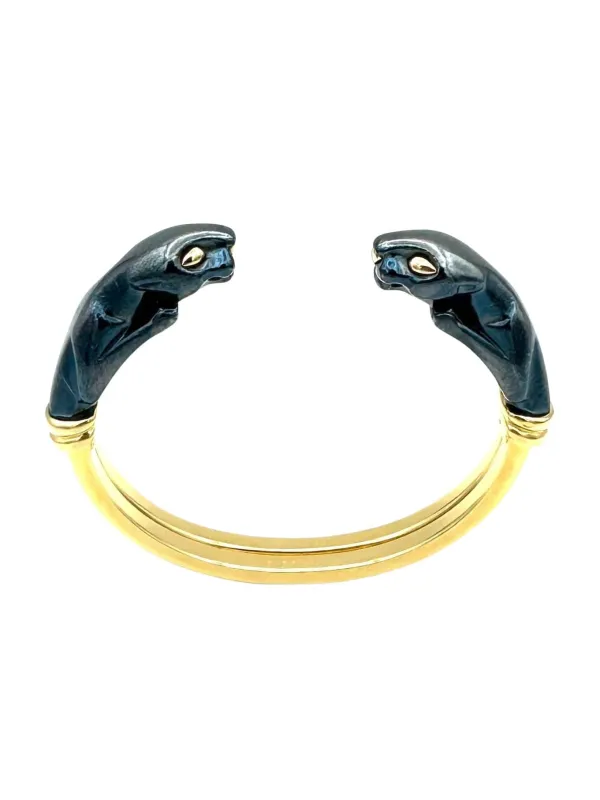 CARTIER. Collection "Panthère", bracelet or jaune 18K et silverium sold by 58 Facettes