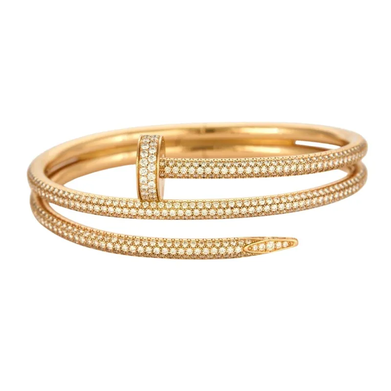 CARTIER - Juste un Clou - Bracelet double or rose et diamants sold by 58 Facettes