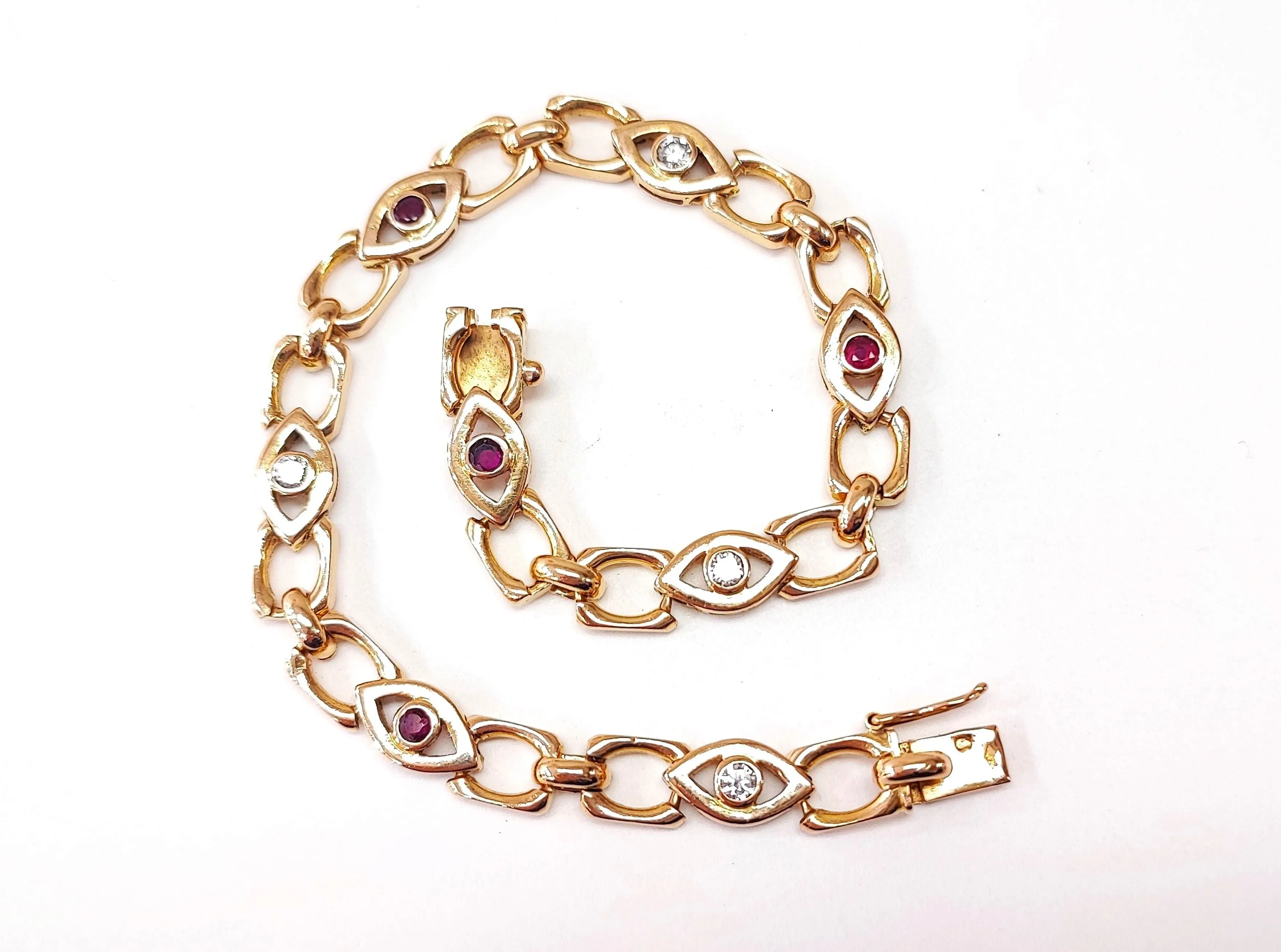 Bracelet or rose diamants et rubis sold by 58 Facettes product image thumbnail 5