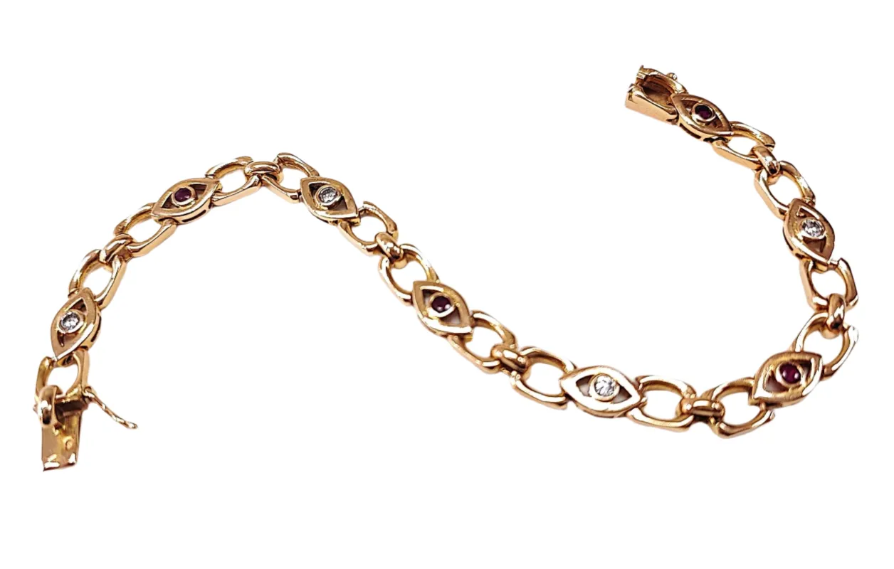 Bracelet or rose diamants et rubis sold by 58 Facettes