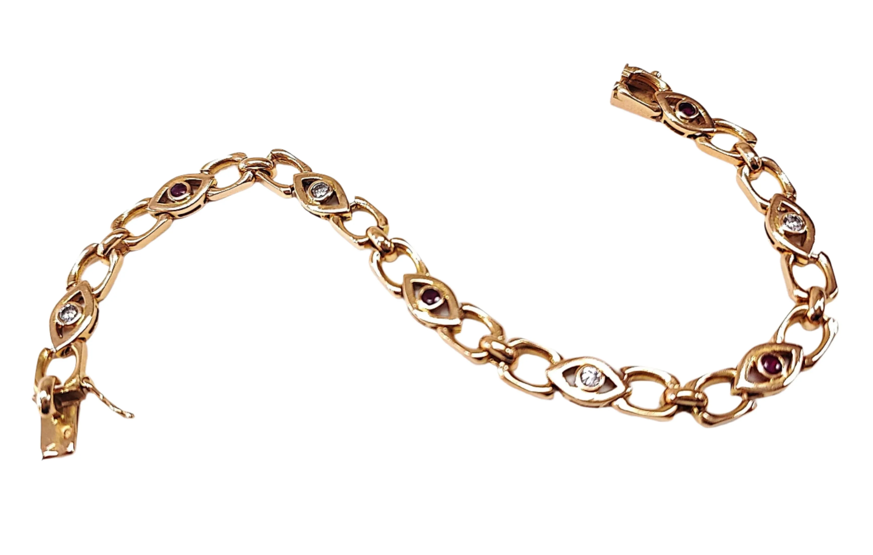 Bracelet or rose diamants et rubis sold by 58 Facettes