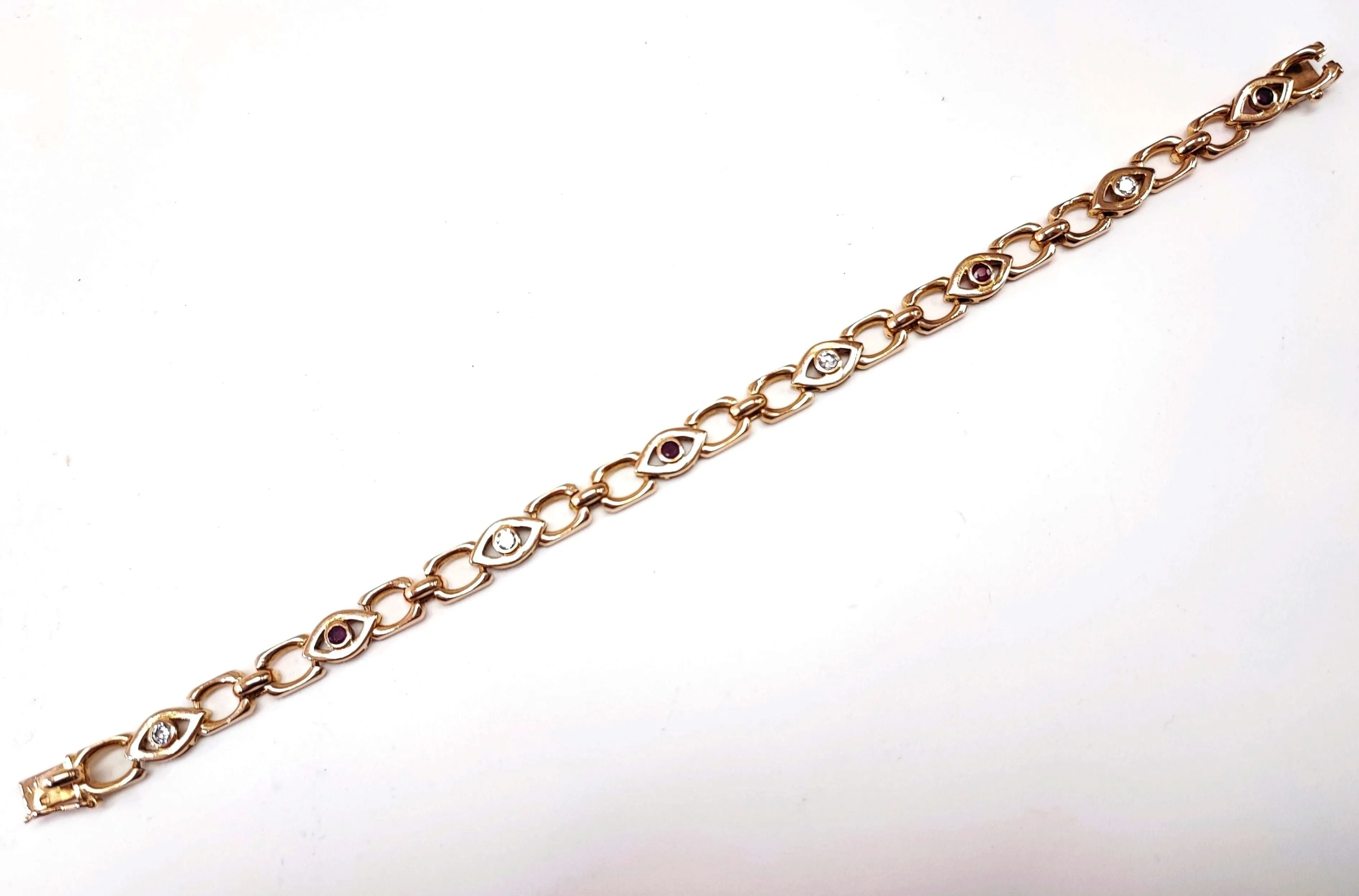 Bracelet or rose diamants et rubis sold by 58 Facettes product image thumbnail 2