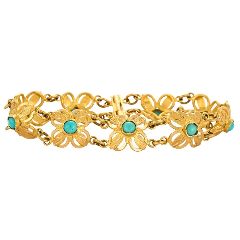 Bracelet or jaune et turquoise sold by 58 Facettes