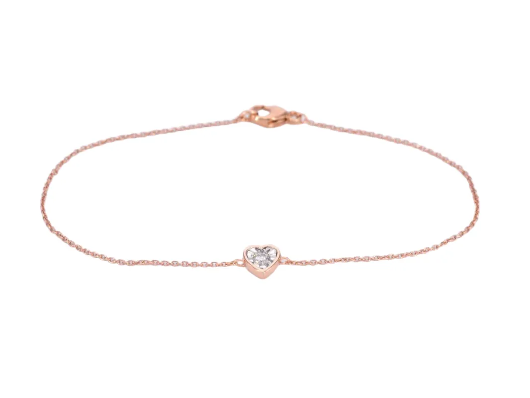 Bracelet en or rose avec cœur en diamant 0,10 carat sold by 58 Facettes