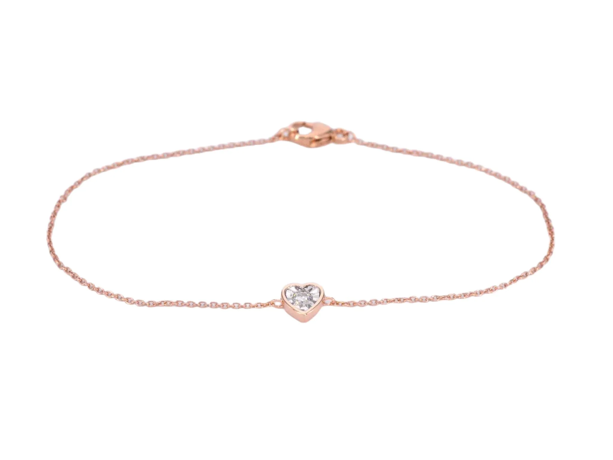 Bracelet en or rose avec cœur en diamant 0,10 carat sold by 58 Facettes