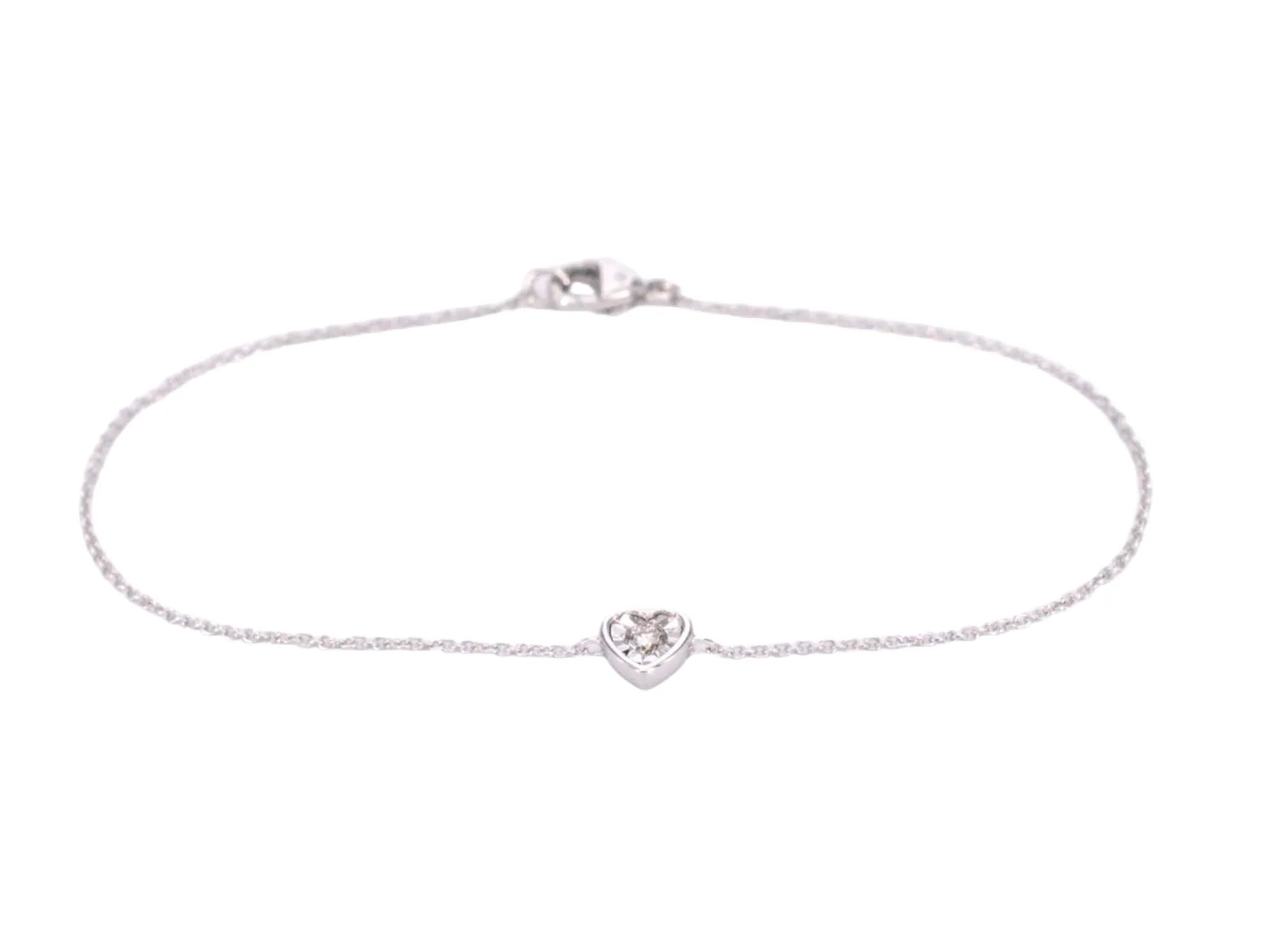 Bracelet en or blanc avec cœur en diamant 0,10 carat sold by 58 Facettes
