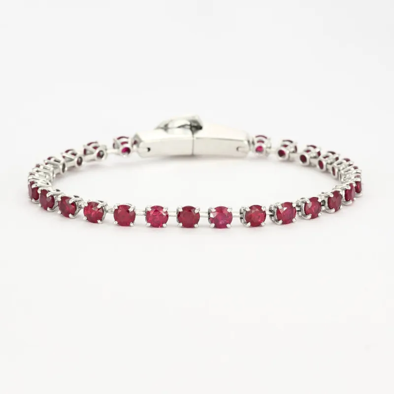 Bracelet ligne or blanc et rubis sold by 58 Facettes