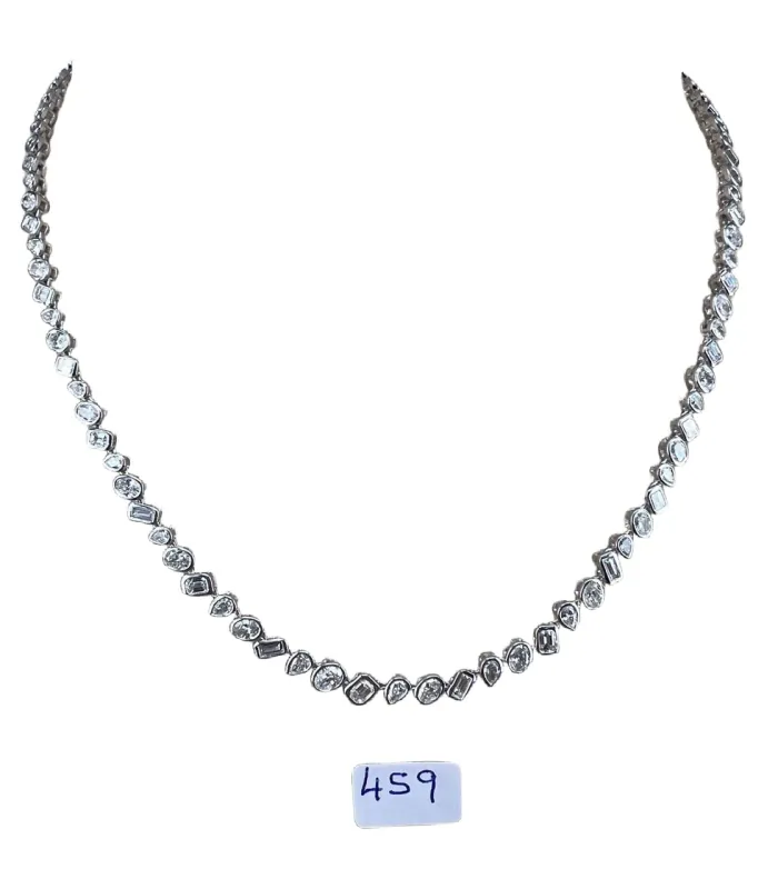 Collier tennis en or blanc serti clos et diamants mixtes sold by 58 Facettes
