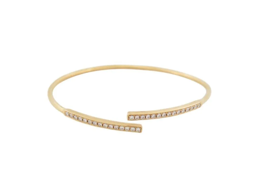 bracelet KUNZ jonc ouvert or jaune 18k et diamants 0.30 ct t16 5.6g sold by 58 Facettes