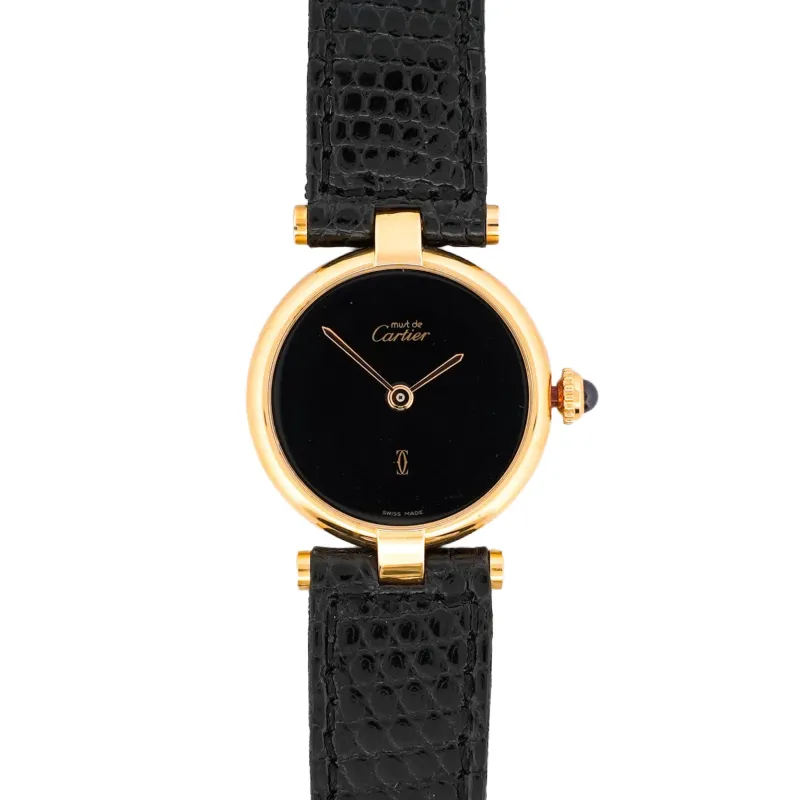 CARTIER - Must Vendôme - Cadran noir uni - PM sold by 58 Facettes